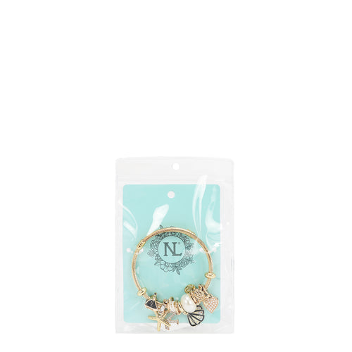BR8021 | Pulsera de cable dorada con charms marinos | Black