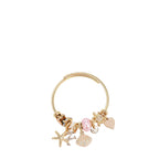 BR8021 | Pulsera de cable dorada con charms marinos | Pink