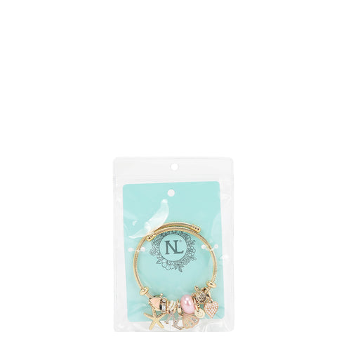 BR8021 | Pulsera de cable dorada con charms marinos | Pink