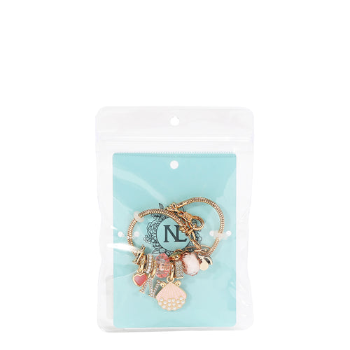 BR8022 | Pulsera de cadena dorada con charms | Pink