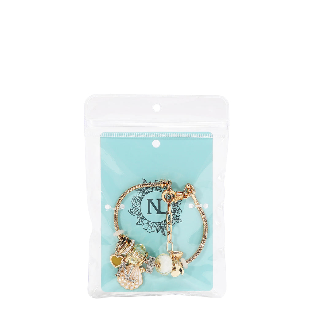BR8022 | Pulsera de cadena dorada con charms | White