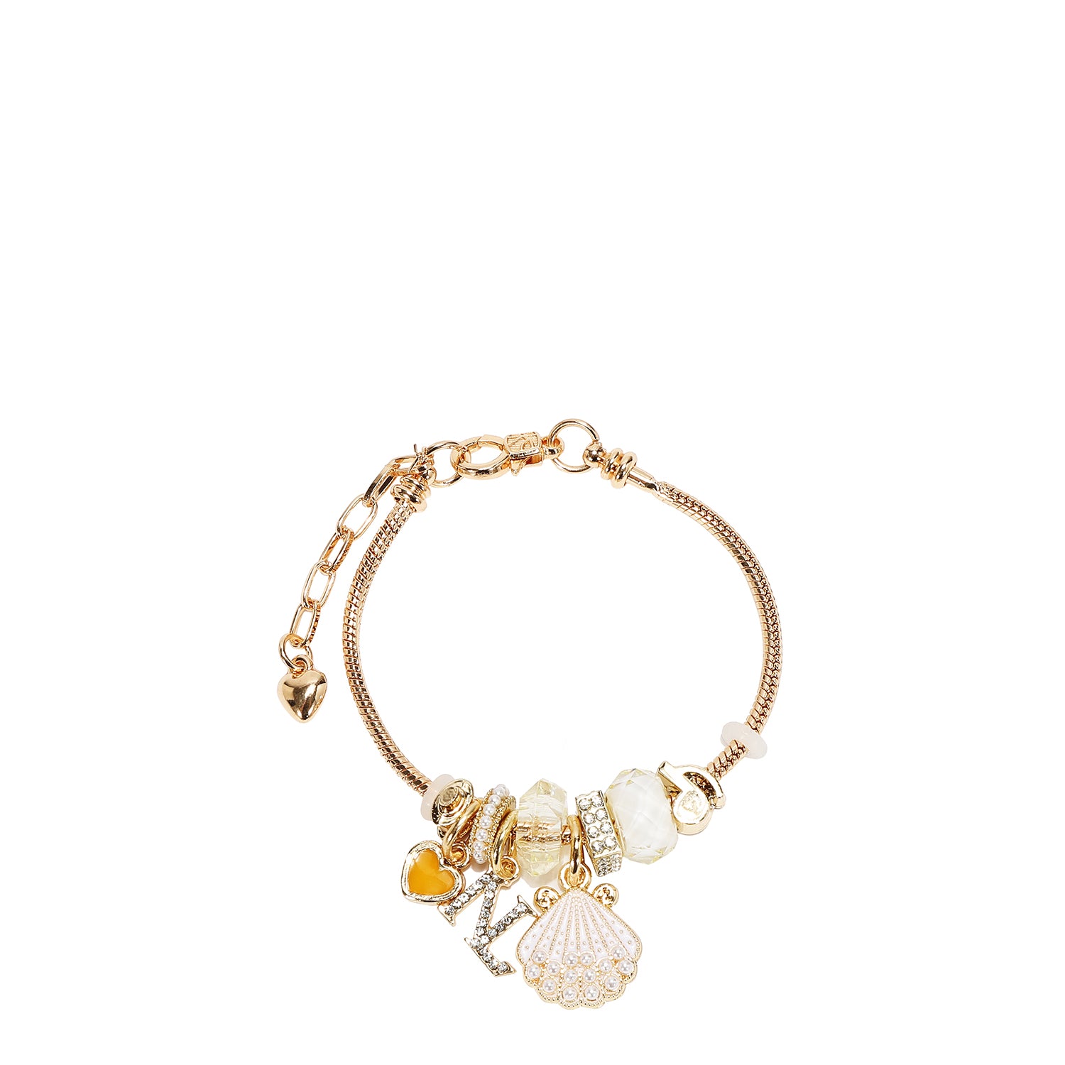 BR8022 | Pulsera de cadena dorada con charms | White