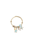 BR8023 | Pulsera de cable dorada con charms oceánicos | Blue