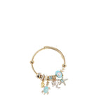 BR8023 | Pulsera de cable dorada con charms oceánicos | Blue