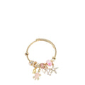 BR8023 | Pulsera de cable dorada con charms oceánicos | Pink