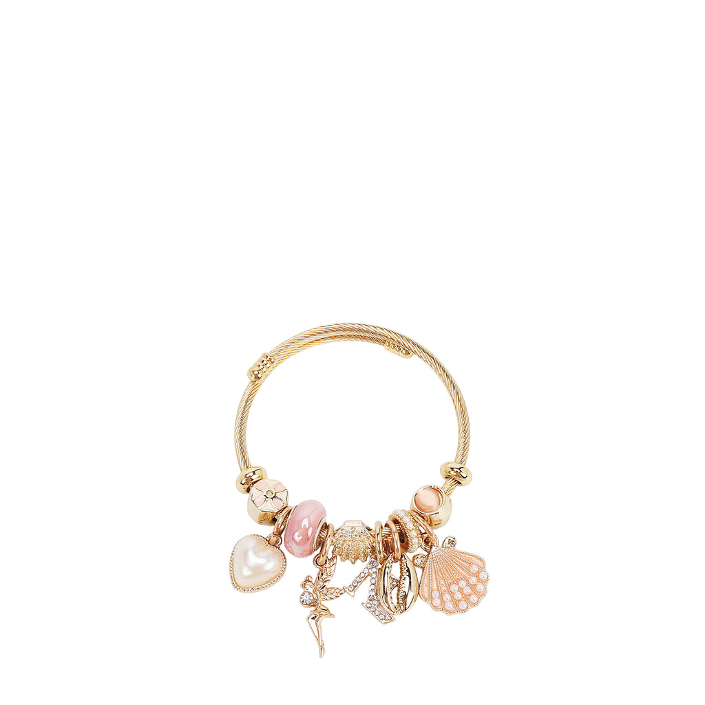 BR8024 | Pulsera de cable dorada con charms marinos románticos | Pink