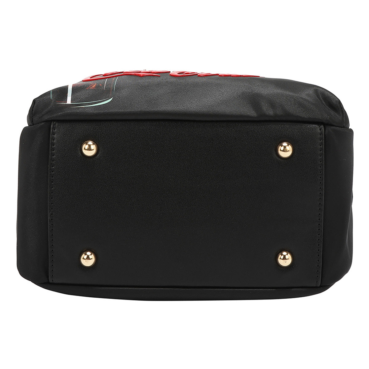 Mochila  Estampado Coca Cola x Nicole Lee Color Negra  Estructura Doble Compartimiento y Correas Ajustables