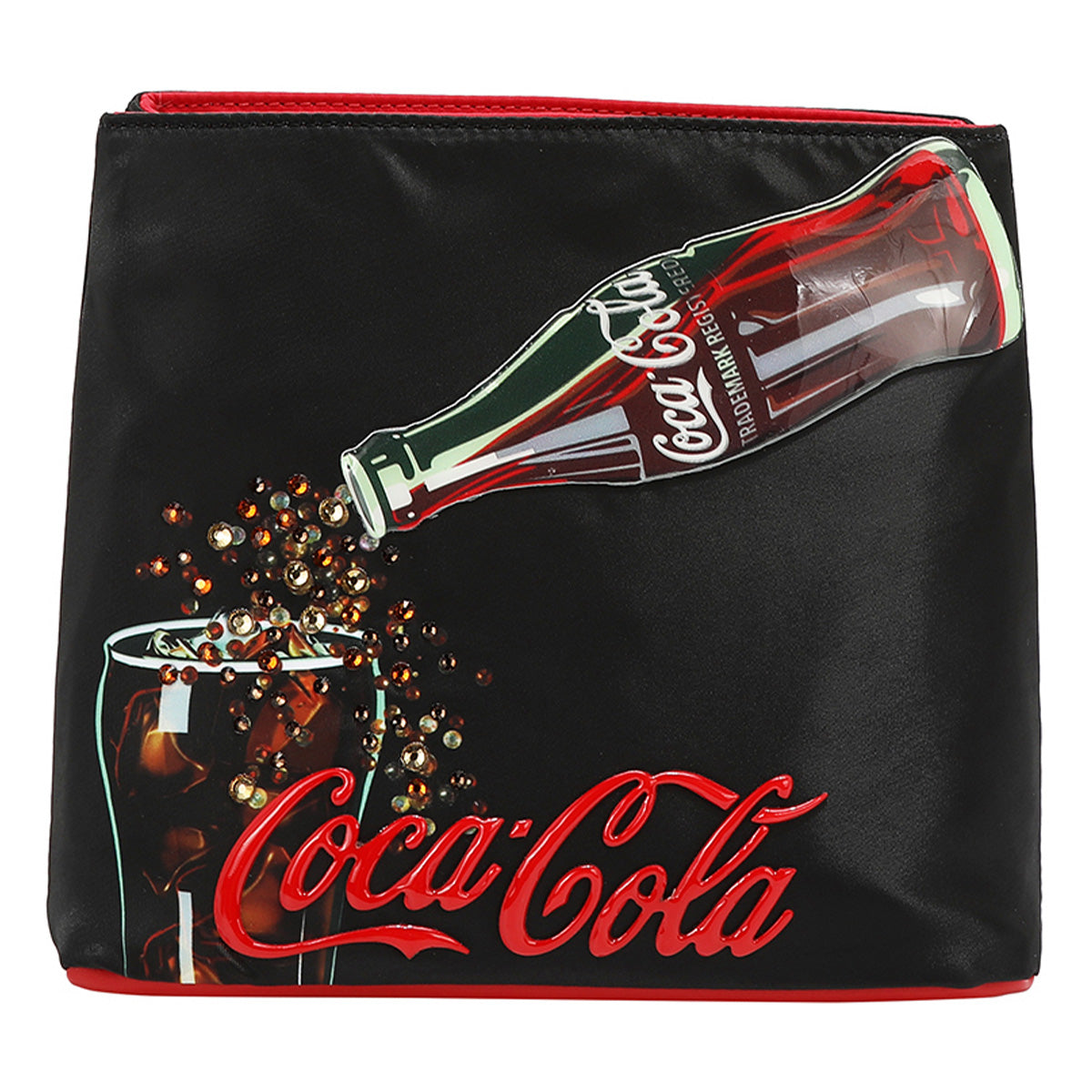 Bolsa Crossbody Estampado Coca Cola x Nicole Lee Color Negra  Estructura Doble Compartimiento y Correa Ajustable