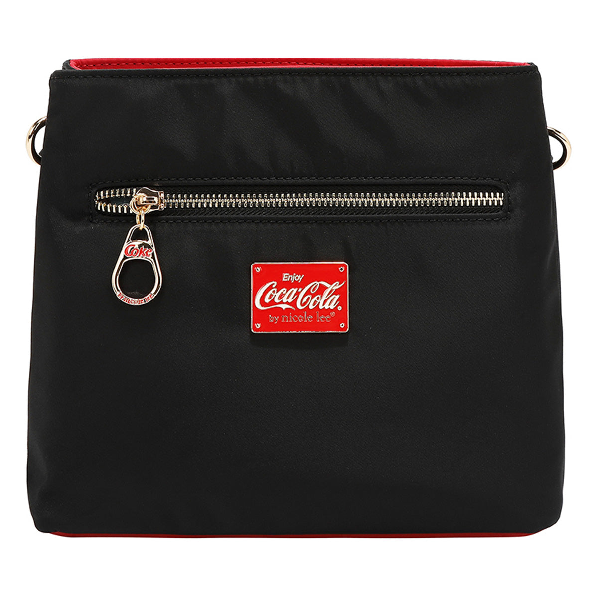 Bolsa Crossbody Estampado Coca Cola x Nicole Lee Color Negra  Estructura Doble Compartimiento y Correa Ajustable