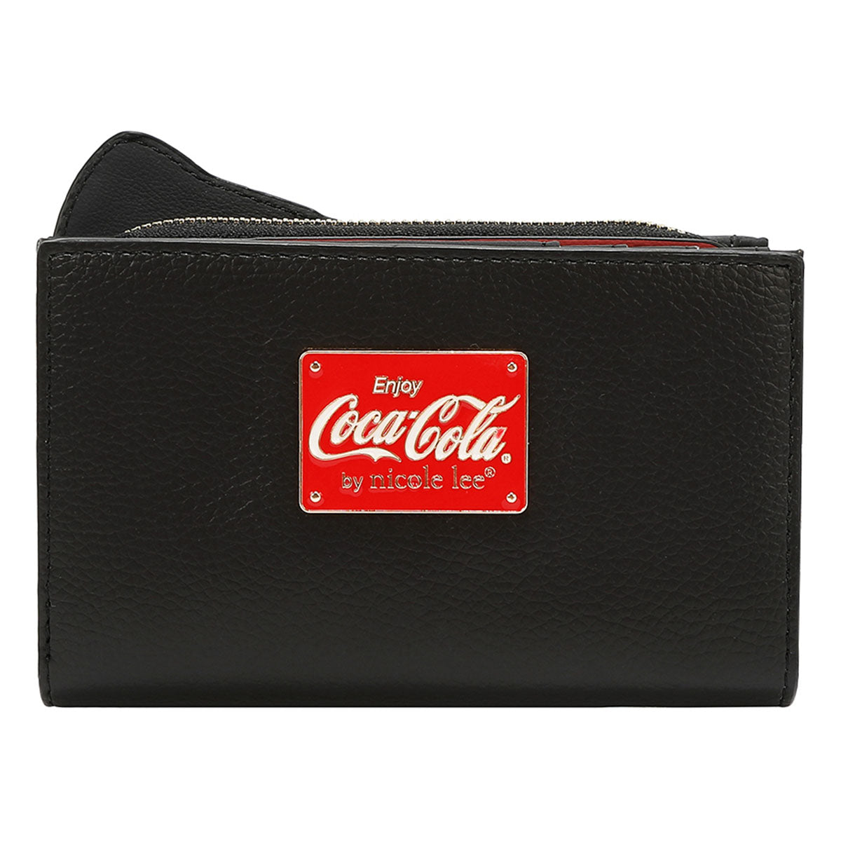 Billetera Estampado Coca Cola x Nicole Lee Color Cuero Vegano Negro Estructura de Varios Compartimientos e interior Estético