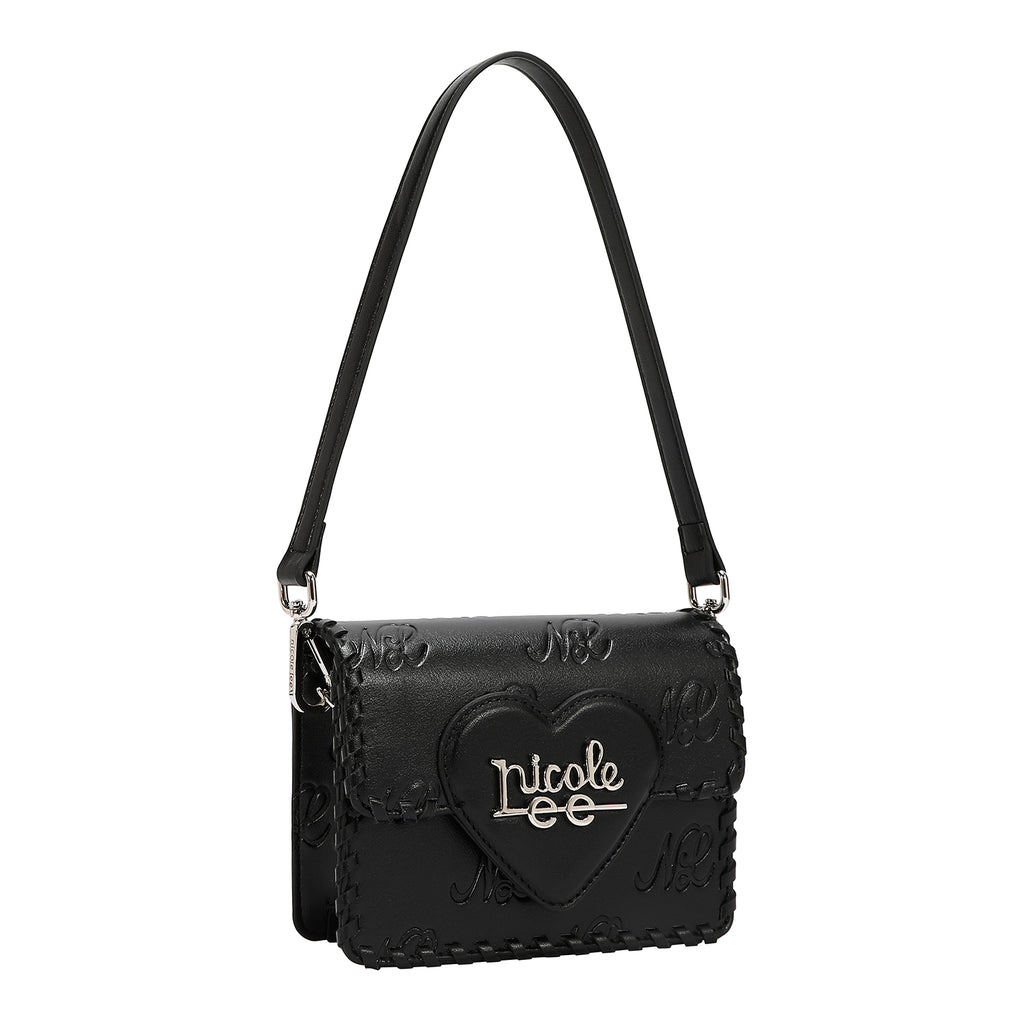 EMB17669 | Bolso satchel con logotipo NL en relieve | Black