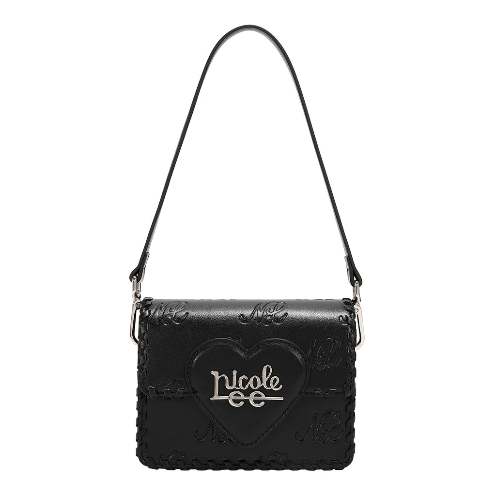 EMB17669 | Bolso satchel con logotipo NL en relieve | Black