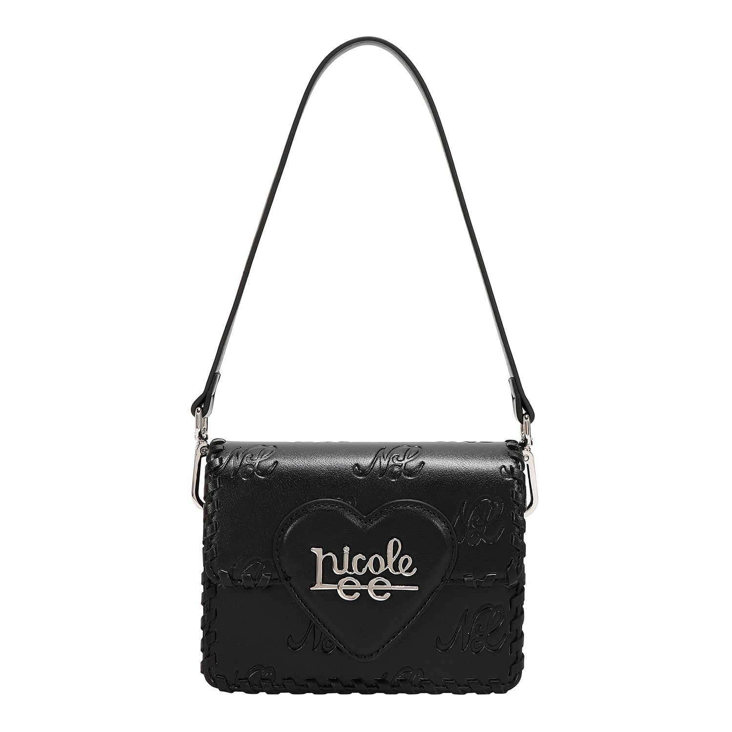 EMB17669 | Bolso satchel con logotipo NL en relieve | Black