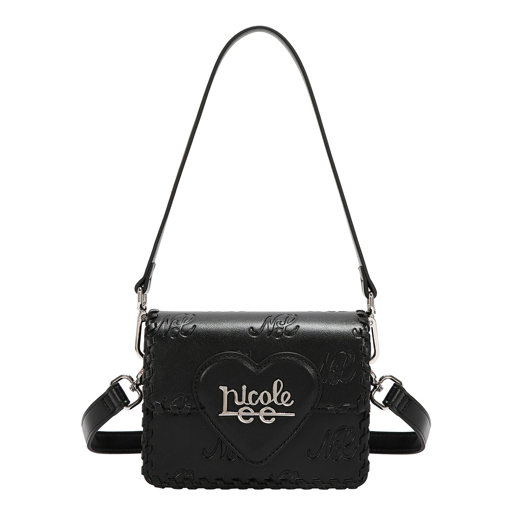 EMB17669 | Bolso satchel con logotipo NL en relieve | Black