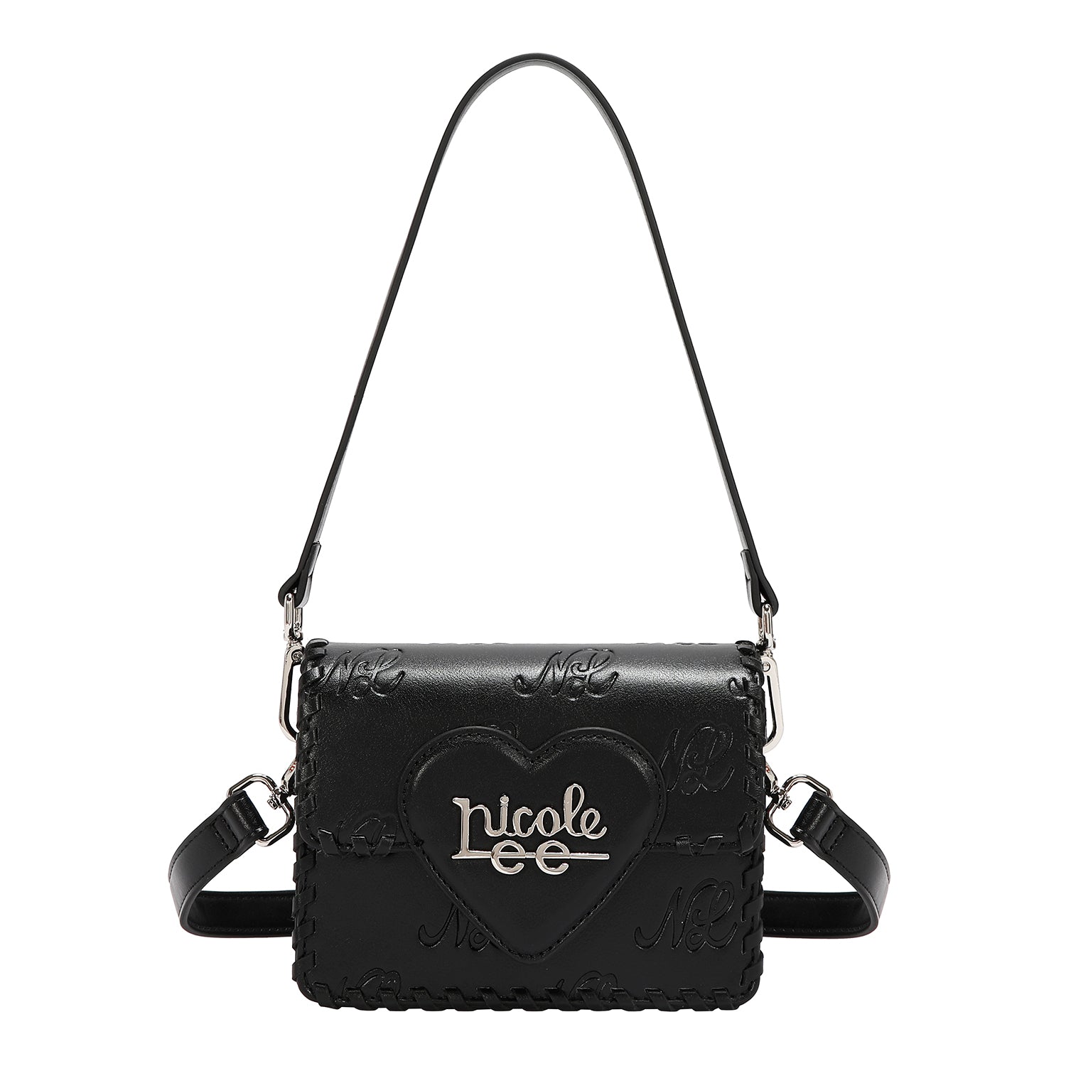 EMB17669 | Bolso satchel con logotipo NL en relieve | Black