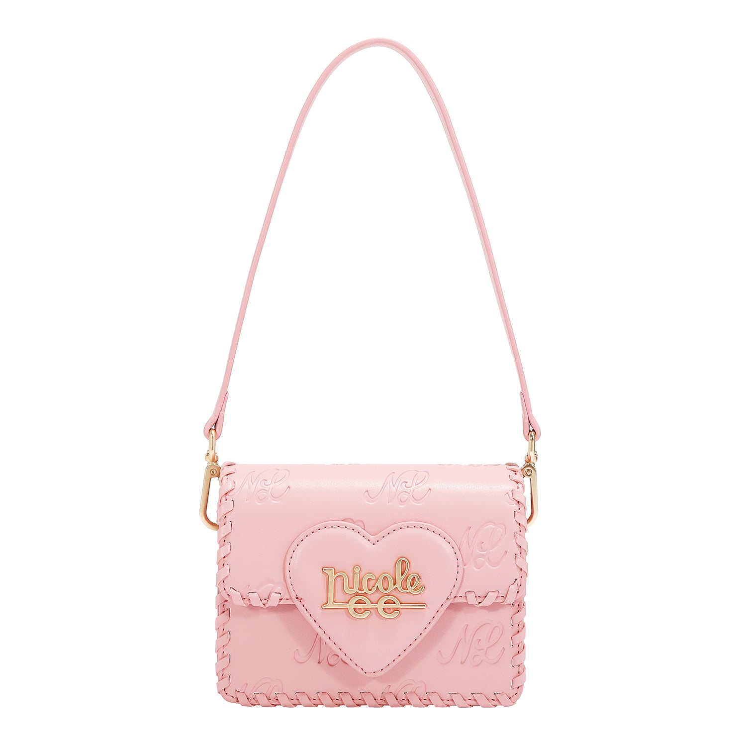 EMB17669 | Bolso satchel con logotipo NL en relieve | Pink