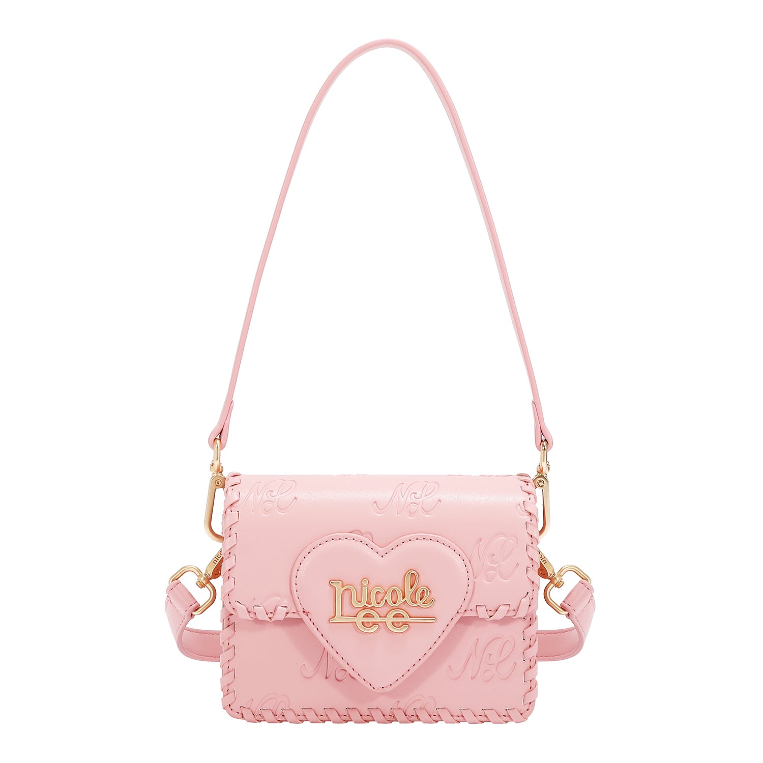 EMB17669 | Bolso satchel con logotipo NL en relieve | Pink