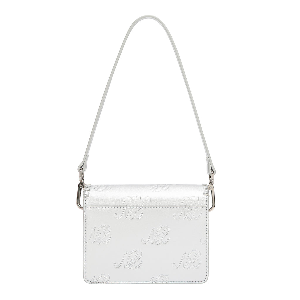EMB17669 | Bolso satchel con logotipo NL en relieve | Silver