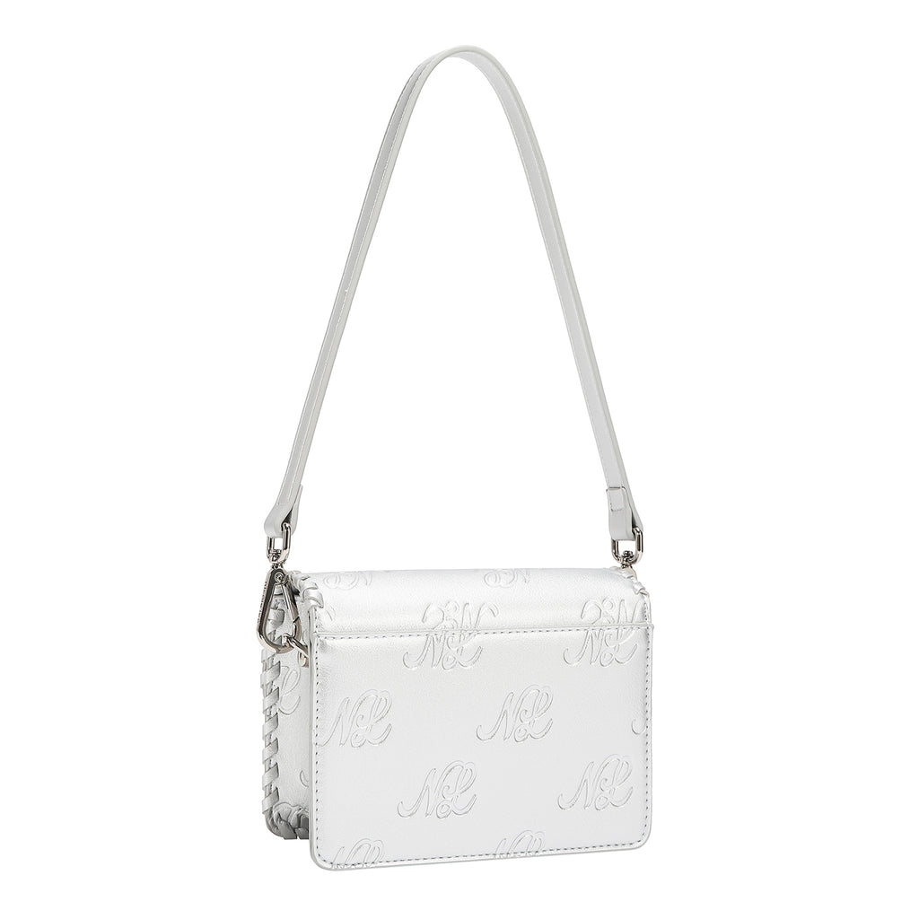 EMB17669 | Bolso satchel con logotipo NL en relieve | Silver