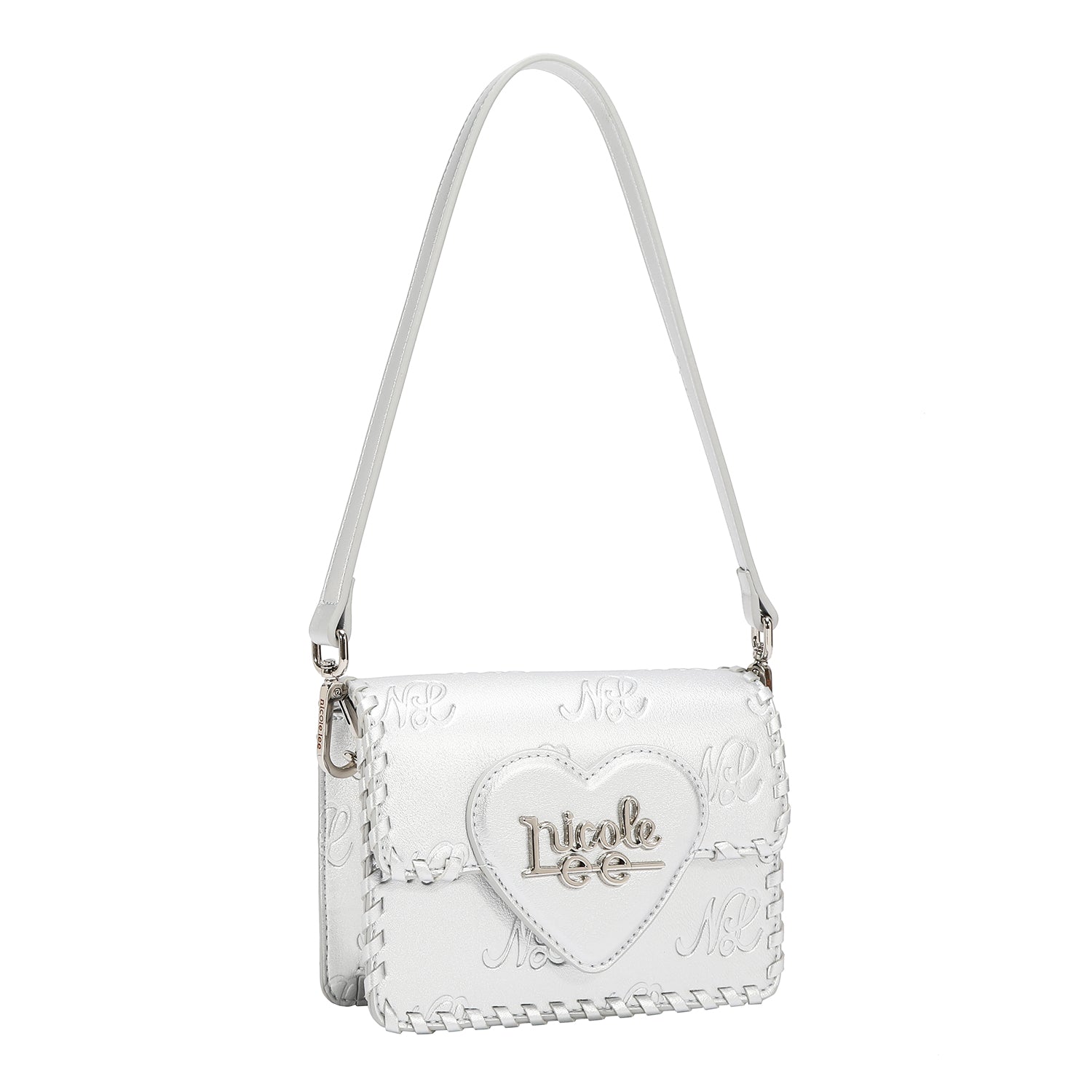 EMB17669 | Bolso satchel con logotipo NL en relieve | Silver