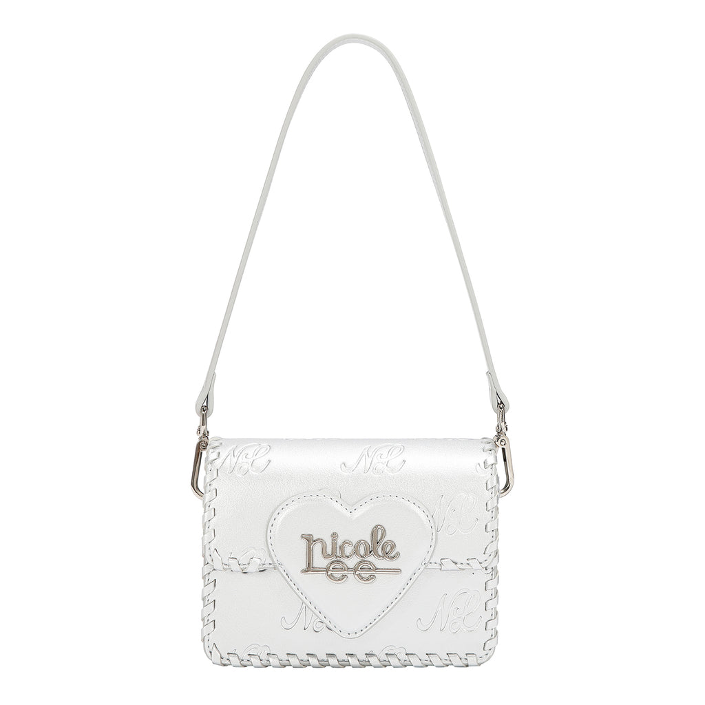 EMB17669 | Bolso satchel con logotipo NL en relieve | Silver