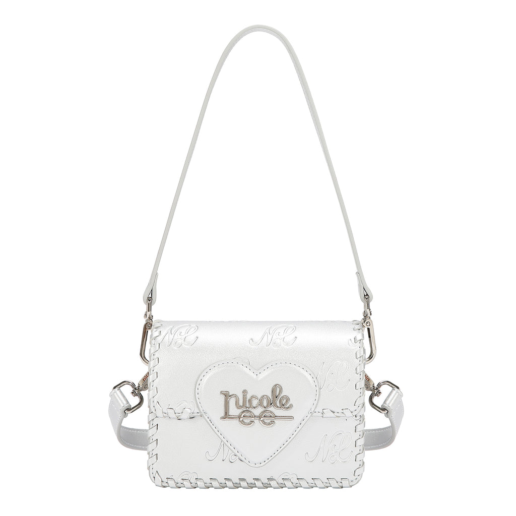 EMB17669 | Bolso satchel con logotipo NL en relieve | Silver