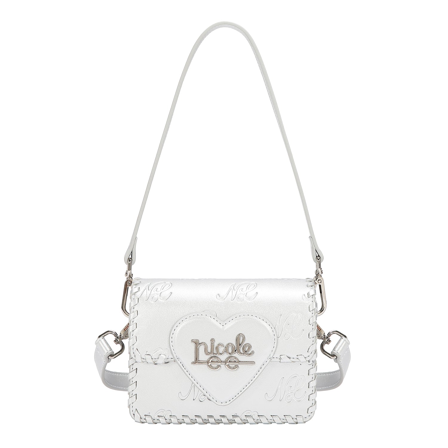 EMB17669 | Bolso satchel con logotipo NL en relieve | Silver