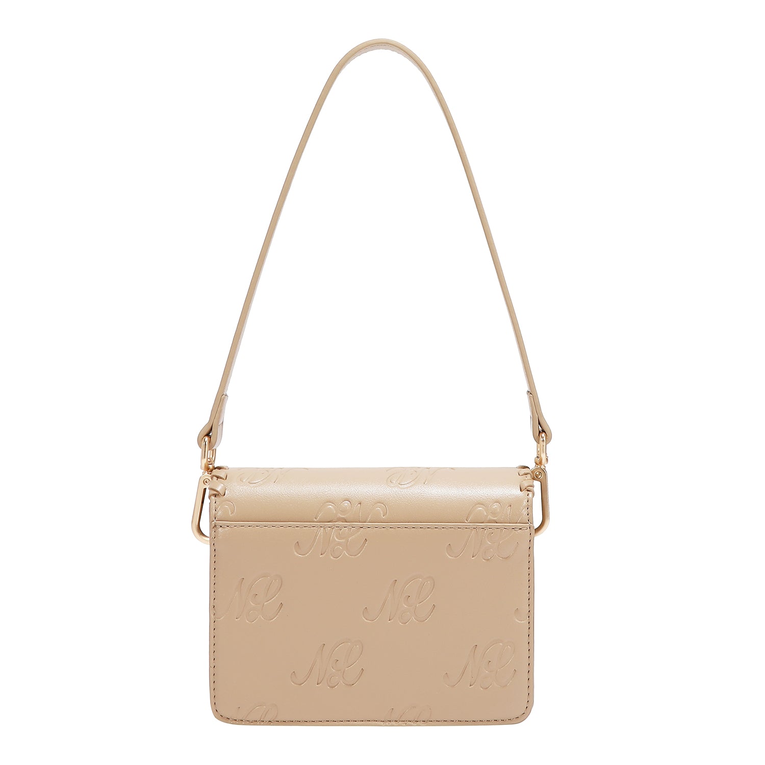EMB17669 | Bolso satchel con logotipo NL en relieve | Taupe