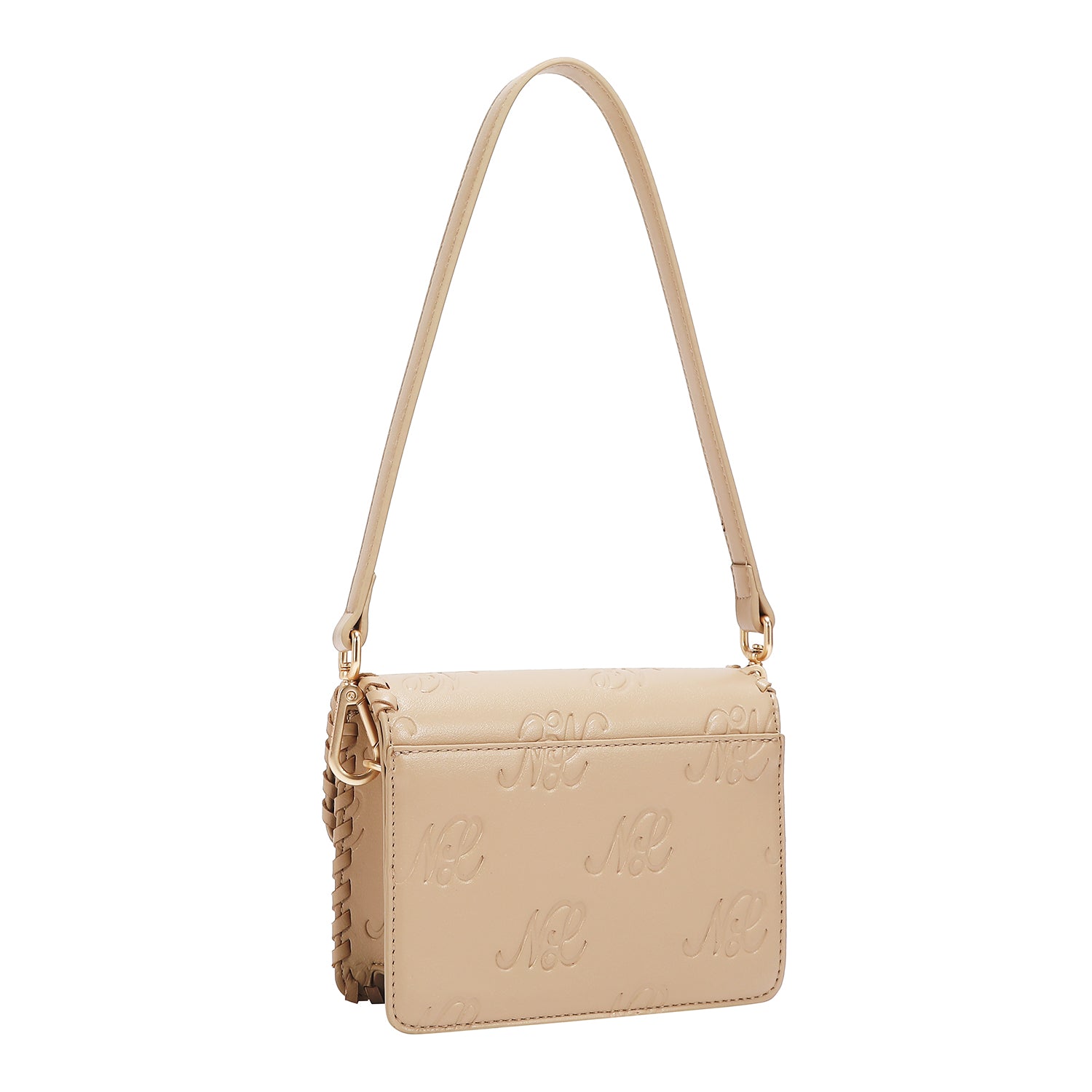 EMB17669 | Bolso satchel con logotipo NL en relieve | Taupe