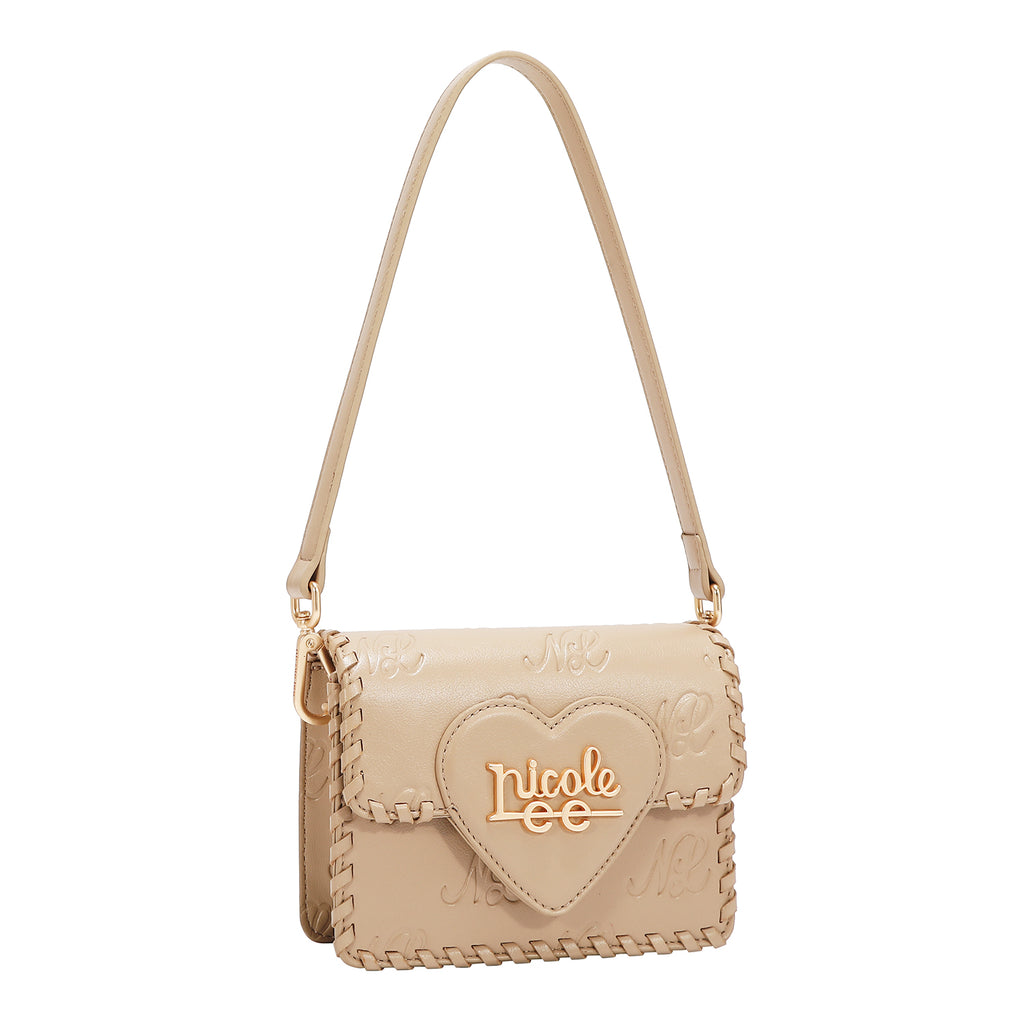 EMB17669 | Bolso satchel con logotipo NL en relieve | Taupe
