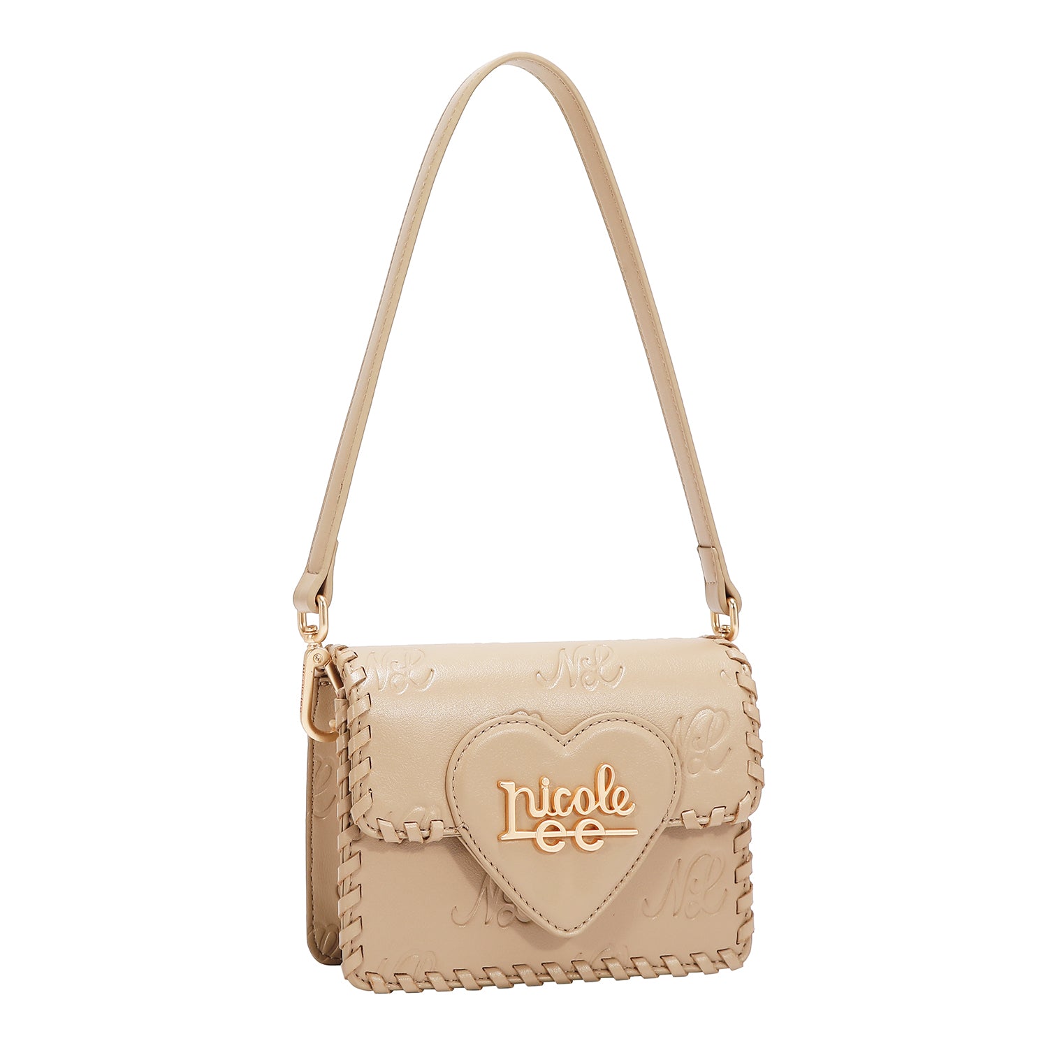 EMB17669 | Bolso satchel con logotipo NL en relieve | Taupe