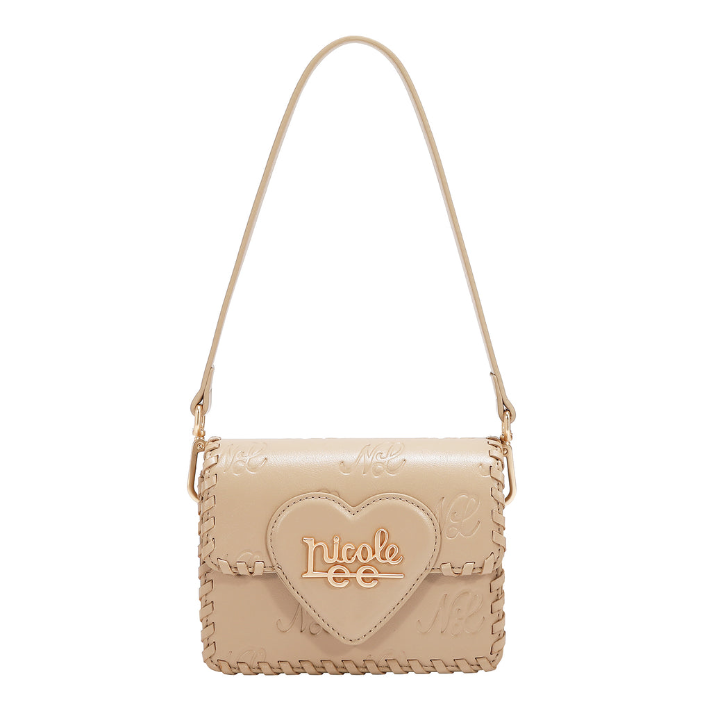 EMB17669 | Bolso satchel con logotipo NL en relieve | Taupe