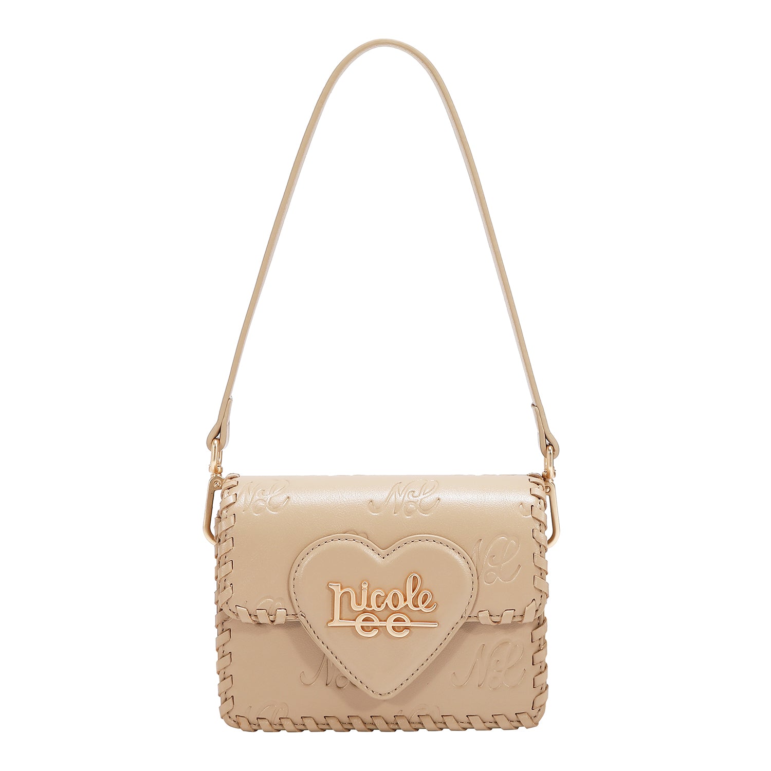 EMB17669 | Bolso satchel con logotipo NL en relieve | Taupe