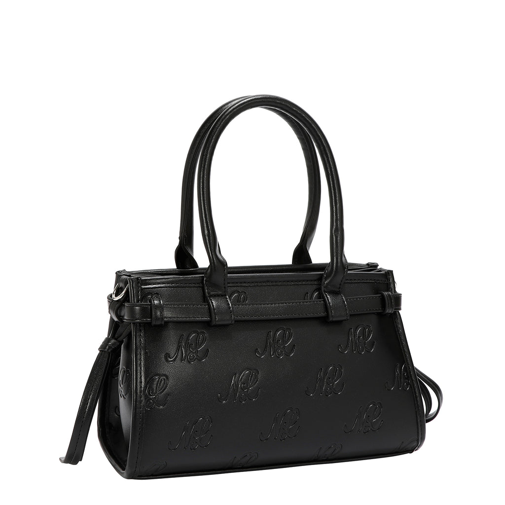 EMB17671 | Bolso de hombro con logotipo NL en relieve | Black