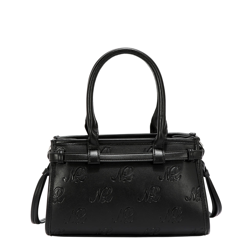 EMB17671 | Bolso de hombro con logotipo NL en relieve | Black