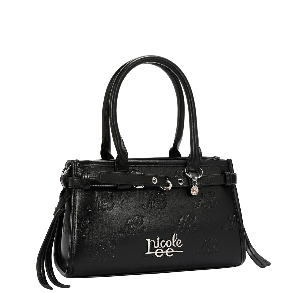 EMB17671 | Bolso de hombro con logotipo NL en relieve | Black