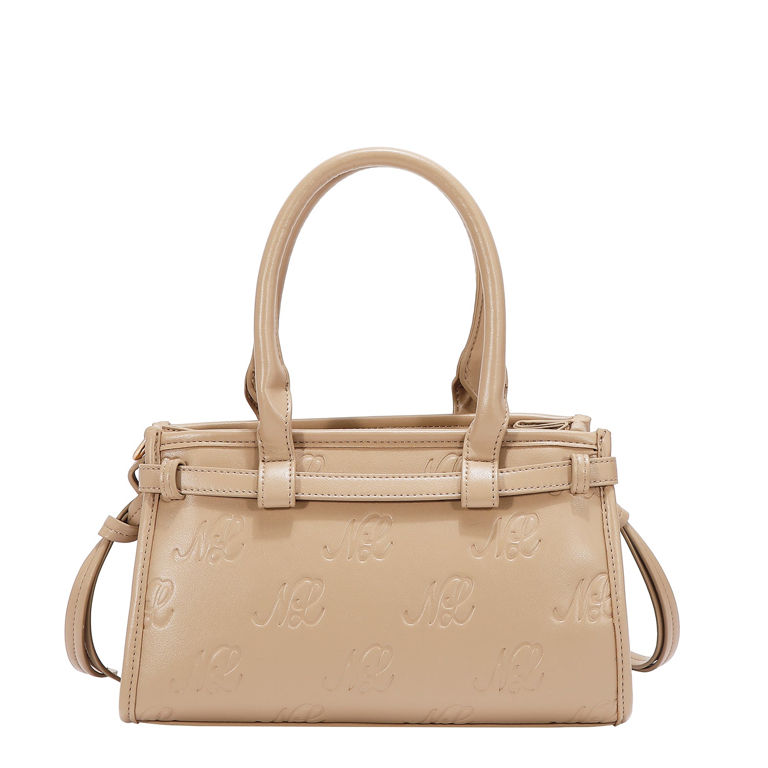 EMB17671 | Bolso de hombro con logotipo NL en relieve | Taupe