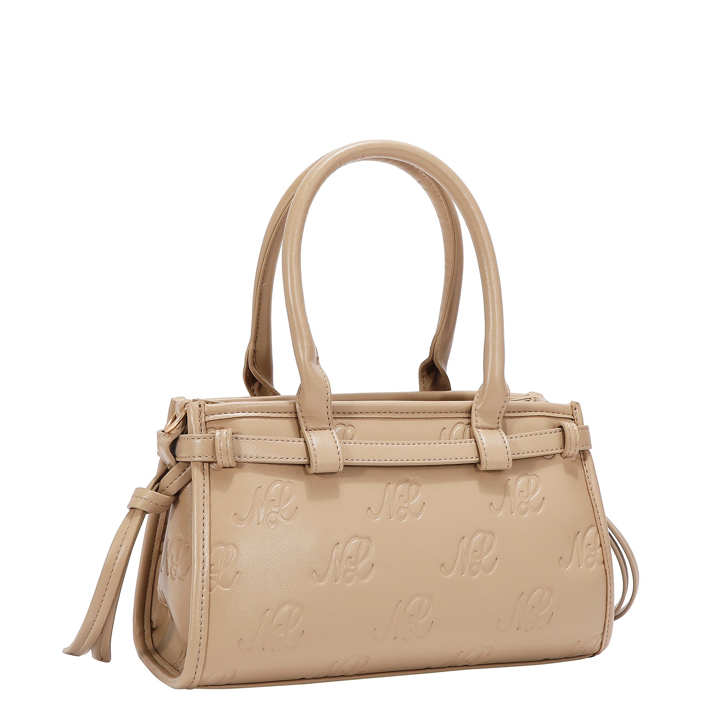 EMB17671 | Bolso de hombro con logotipo NL en relieve | Taupe