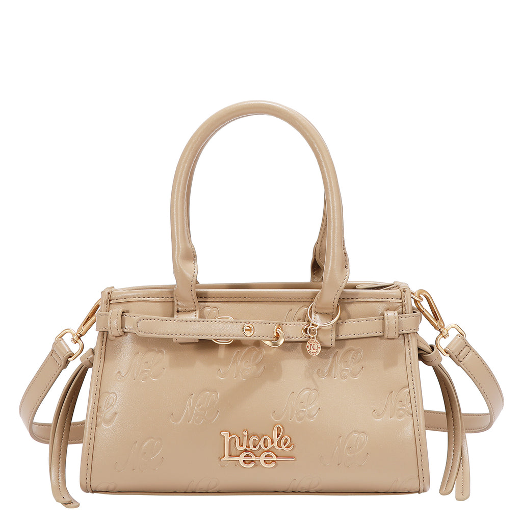 EMB17671 | Bolso de hombro con logotipo NL en relieve | Taupe