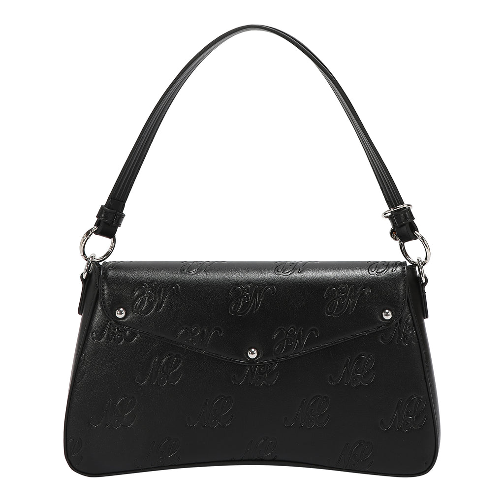 EMB17674 | Bolso tipo bowling con logotipo NL en relieve | Black