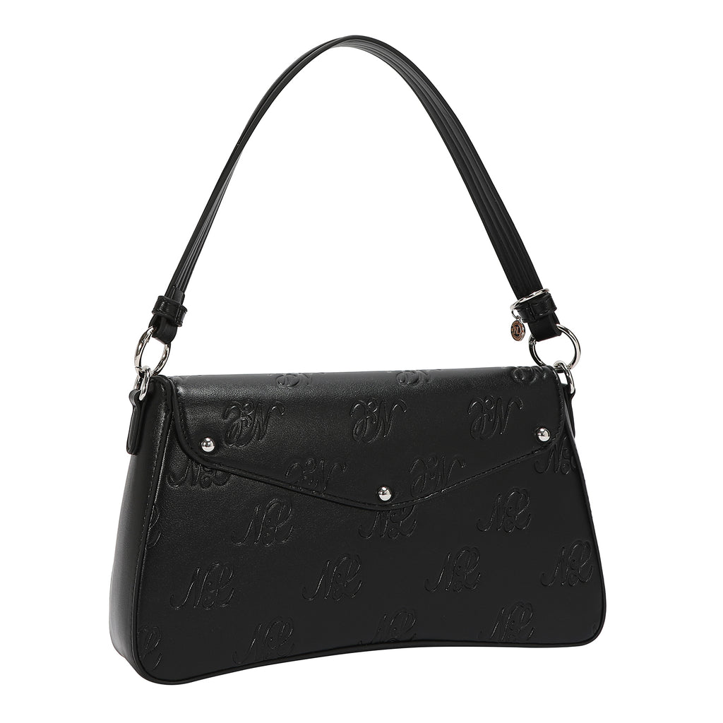 EMB17674 | Bolso tipo bowling con logotipo NL en relieve | Black