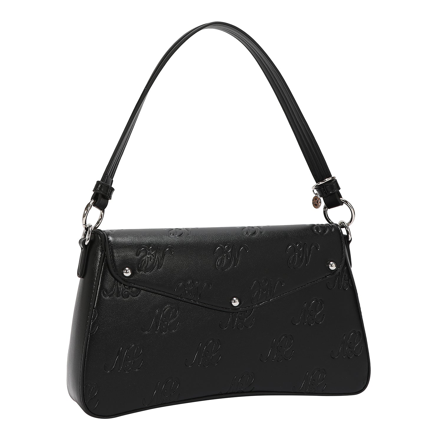 EMB17674 | Bolso tipo bowling con logotipo NL en relieve | Black