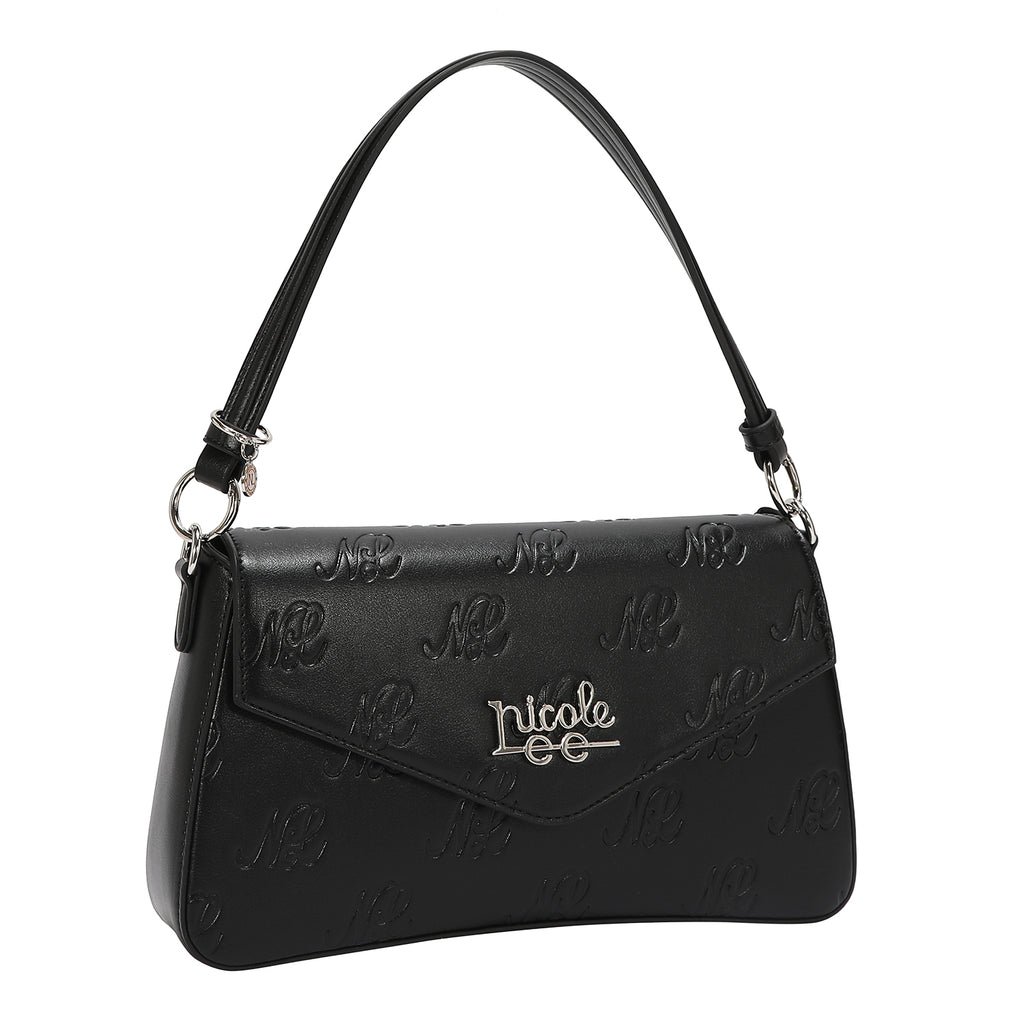 EMB17674 | Bolso tipo bowling con logotipo NL en relieve | Black