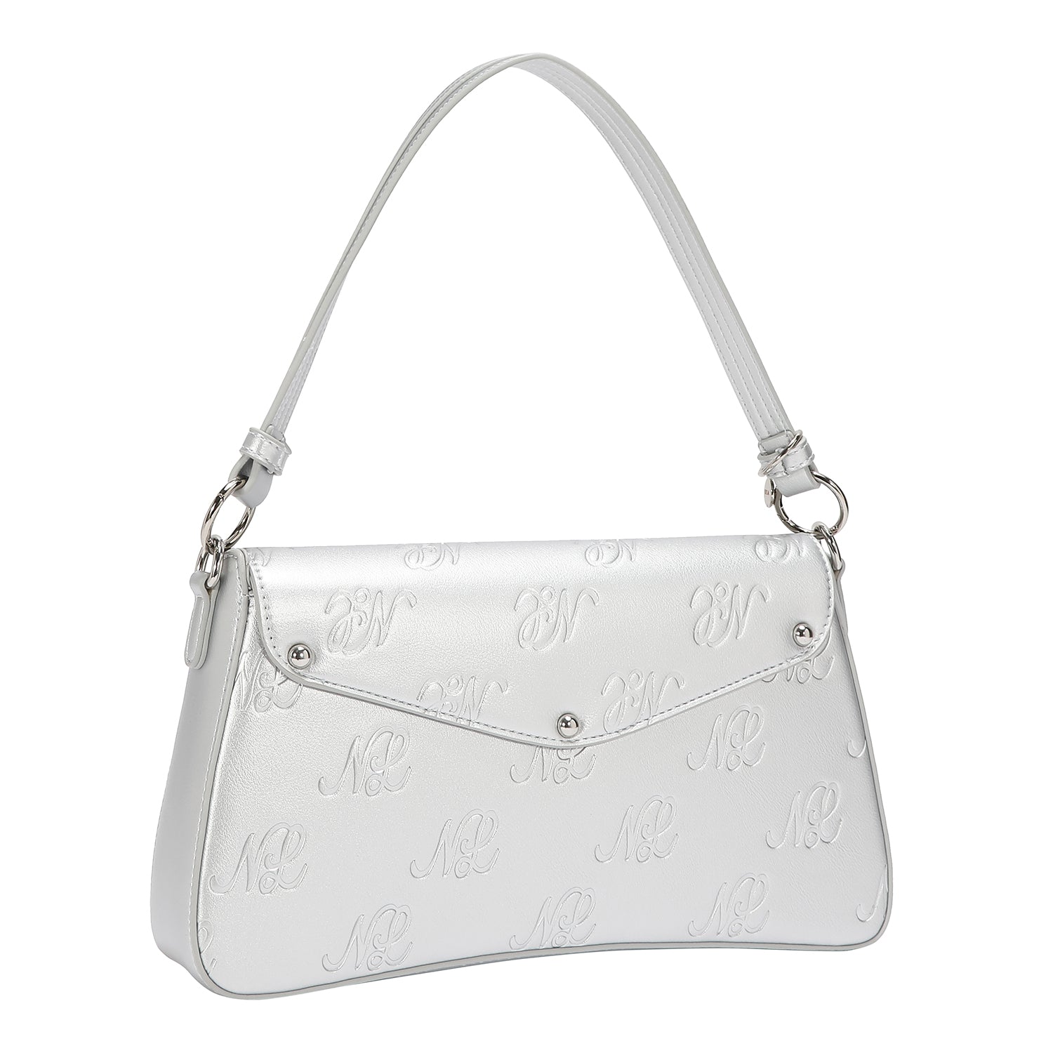 EMB17674 | Bolso tipo bowling con logotipo NL en relieve | Silver