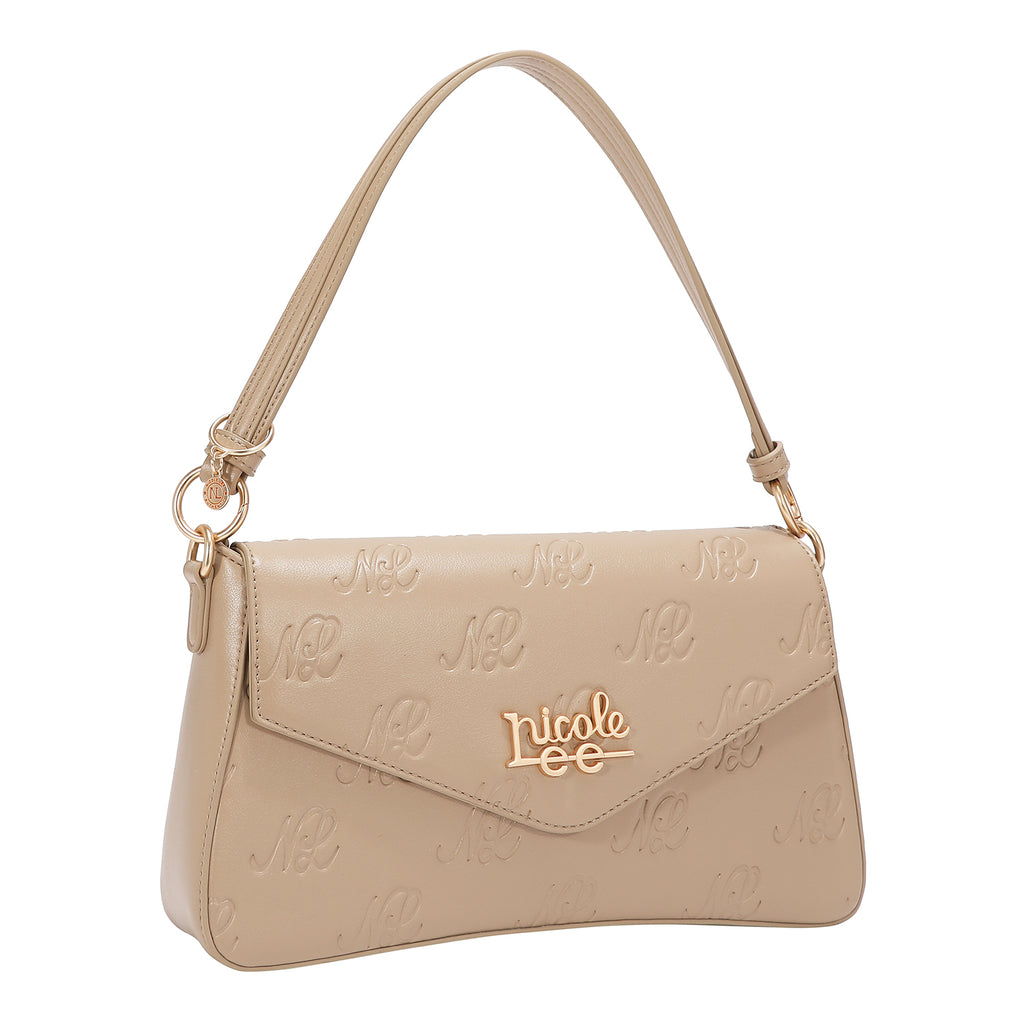 EMB17674 | Bolso tipo bowling con logotipo NL en relieve | Taupe
