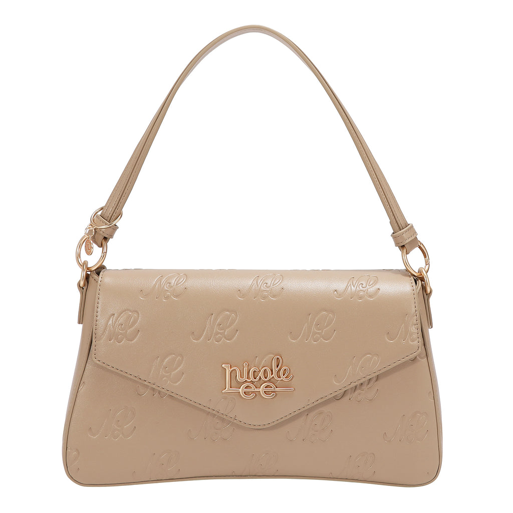 EMB17674 | Bolso tipo bowling con logotipo NL en relieve | Taupe