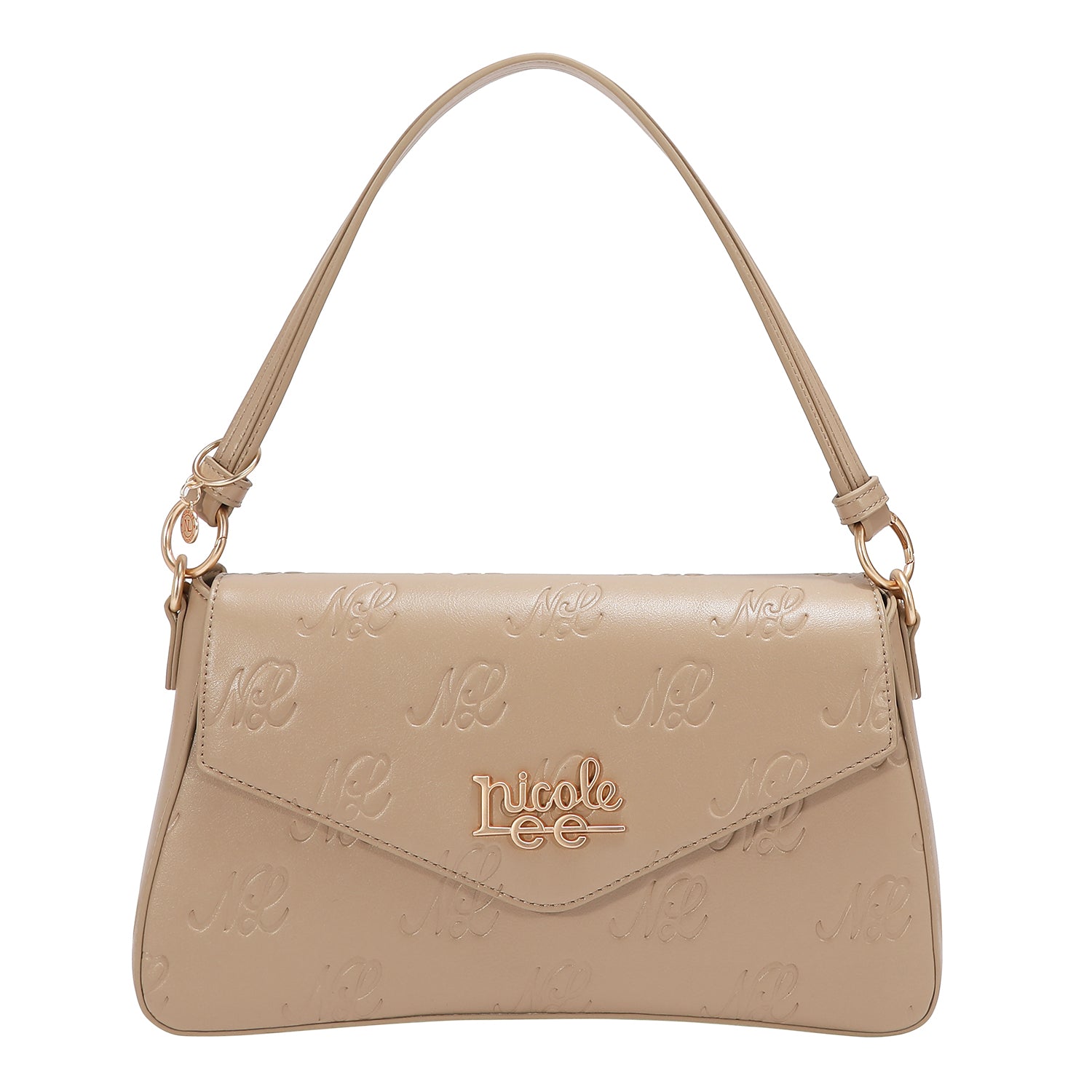 EMB17674 | Bolso tipo bowling con logotipo NL en relieve | Taupe
