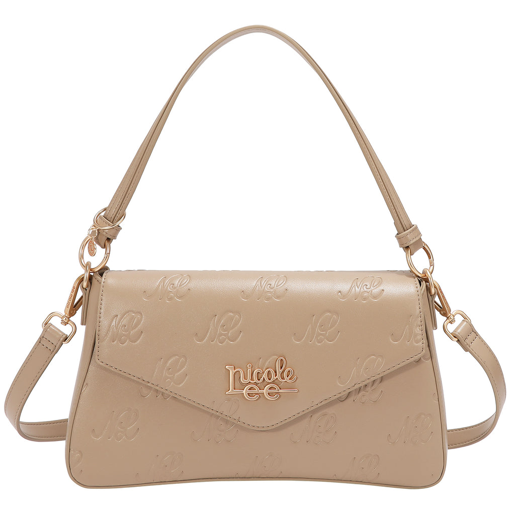 EMB17674 | Bolso tipo bowling con logotipo NL en relieve | Taupe