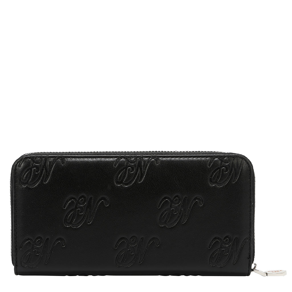 EMB8035 | Cartera con cremallera y logotipo NL en relieve | Black