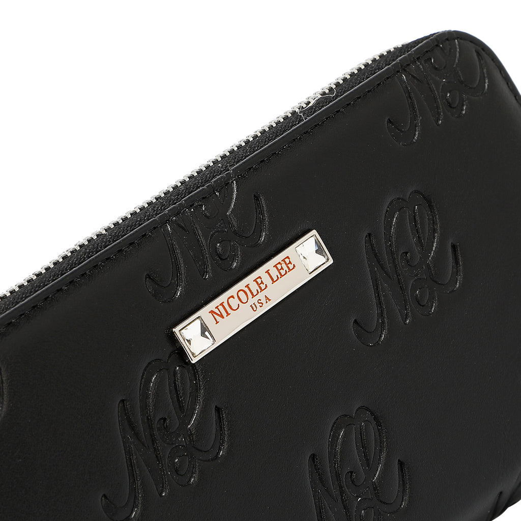EMB8035 | Cartera con cremallera y logotipo NL en relieve | Black